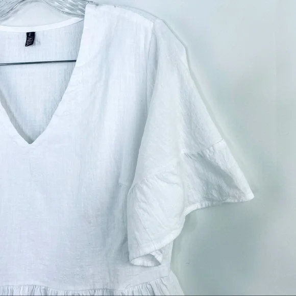 Amazon.com White Summer Swing Dress Tunic Bell Sleeve Tiered Dress Sz S - Picture 8 of 10